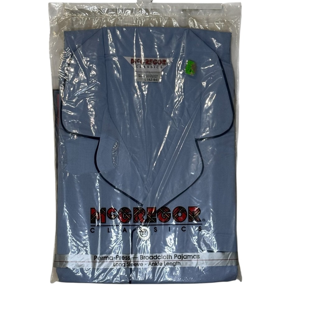 McGregor Mens Pajama Set Blue Vintage Deadstock Perma-Press Broadcloth L 81550